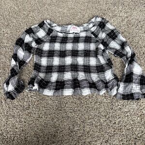 Justice Plaid Black and White Kids Blouse